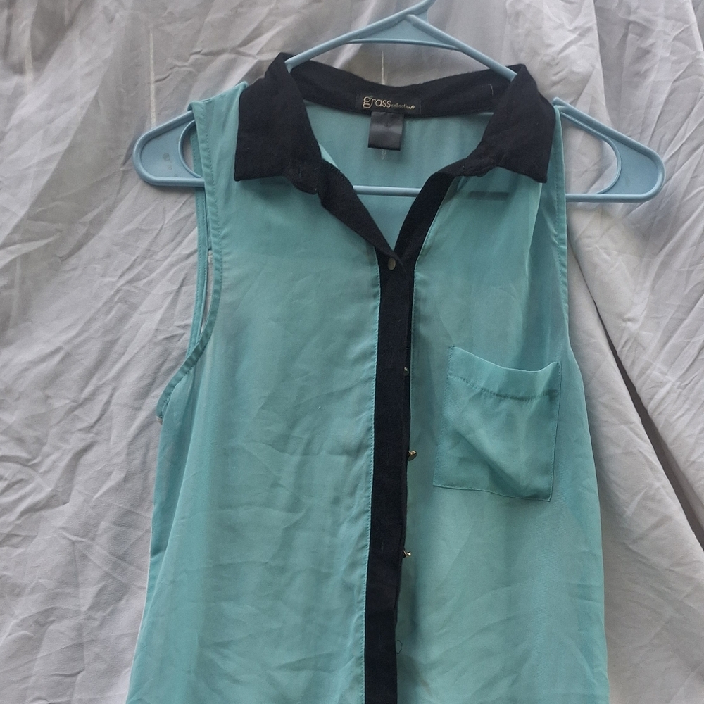 GRASS sheer green blouse